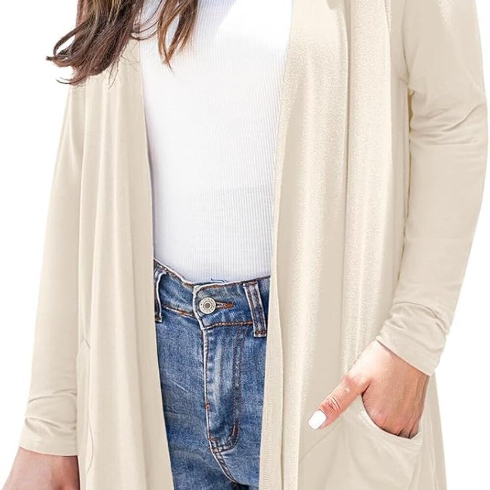 Women's Lightweight Floral Knit Cardigan Long Sleeve Pockets High Low Hem